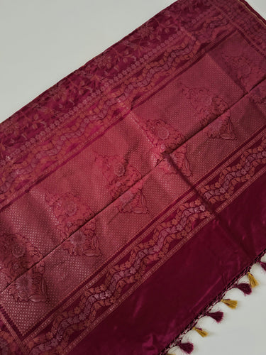 Banarasi Katan Pure Silk Saree | Shade of Mauve Pink | Gold & Silver Zari | Handwoven | Ships from California